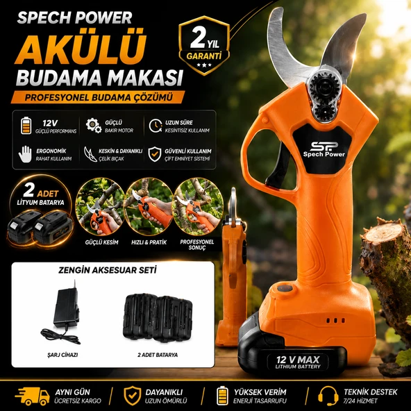 ProfesyonelAkülü Budama Makası Çift Akülü Koruyucu Gözlük + Eldiven Hediyeli ürün görseli 1