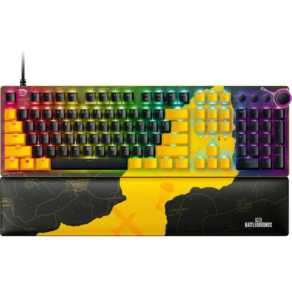 Razer Huntsman V2 (Red Switch) - Neredeyse gecikmesiz optik oyun klavyesi (doğrusal optik anahtarlar, çift yönlü PBT tuş başlıkları, bilek desteği) QWERTY ABD düzeni | PUBG Ed. ürün görseli 1