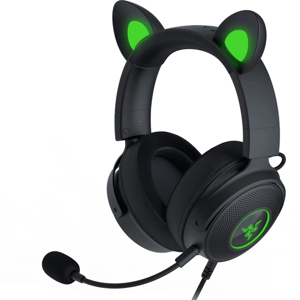 Razer Kraken Kitty V2 Pro - Değiştirilebilir Kulaklı ve Reaktif Akış Aydınlatmalı Kablolu RGB Kulaklık (TriForce Titanyum 50 mm Sürücü, HyperClear Kardioid Mikrofon) Siyah ürün görseli 1
