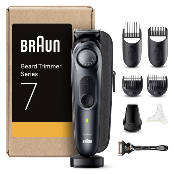 Braun Beard Trimmer Series 7, Erkek Elektrikli Sakal Kesme Makinesi, 8 Aksesuarlı, Ultra Keskin ProBlade Bıçak, 100 Dakika Pil Ömrü, Kablosuz Sakal Tıraş Makinesi, 40 Boy, Su Geçirmez, BT7441, Siyah ürün görseli 1