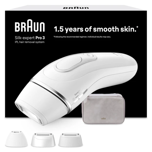 Braun IPL epilasyon cihazları Silk Expert Pro 3 - Evde kalıcı ve ağrısız epilasyon - Dahil. çanta, 3 eklenti, Almanya'da tasarlandı - PL3230, beyaz/gümüş ürün görseli 1
