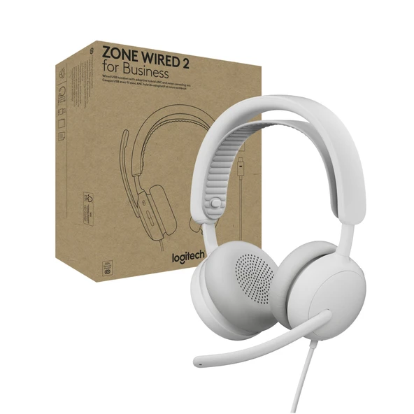 Logitech Zone Wired 2 for Business - Gürültü engelleme ve Uyarlanabilir Hibrit ANC özellikli kulaklık, Microsoft Teams sertifikalı, USB-A adaptörlü USB-C ürün görseli 1