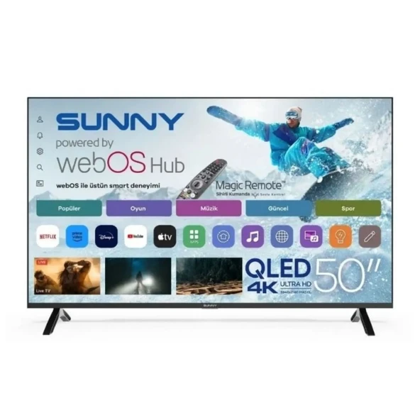 Sunny SN50QUPRL-W02M 4K Ultra HD 50'' 127 Ekran Uydu Alıcılı Smart QLED TV ürün görseli 1