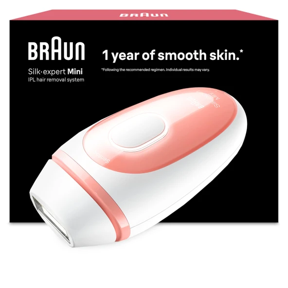 Braun IPL Silk-expert Mini - Kadınlar için IPL cihazı, kalıcı ve ağrısız epilasyon - hareket halindeyken kompakt boyut - basit, güvenli ve etkili - PL1000, beyaz/pembe ürün görseli 1
