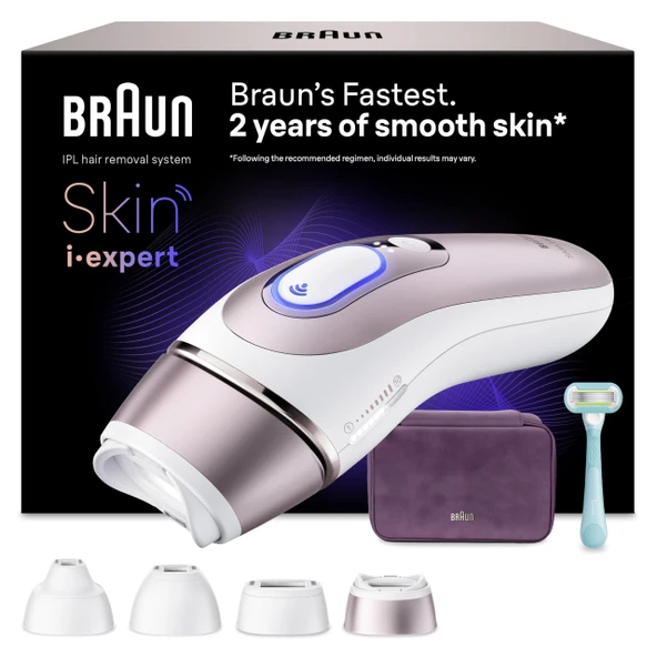 Braun Akıllı IPL Cihazları Epilasyon Skin i·expert 7 — Ev için Profesyonel Kalıcı Lazer Epilasyon, Almanya'da Tasarlandı — Dahil. Çanta, Venus Tıraş Makinesi, 4 Ek Parçalı — PL7431, Beyaz/Pembe Altın ürün görseli 1