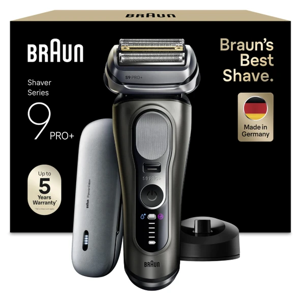 Braun Series 9 PRO+ Elektrikli Tıraş Makinesi, 5+1 Ultra İnce Hassas Bıçaklar, Pro SensoAdapt, 60 Dakikaya Kadar, PowerCase, Şarj Standı, Erkekler için Islak ve Kuru Tıraş Makinesi - 9625S, Grafit ürün görseli 1