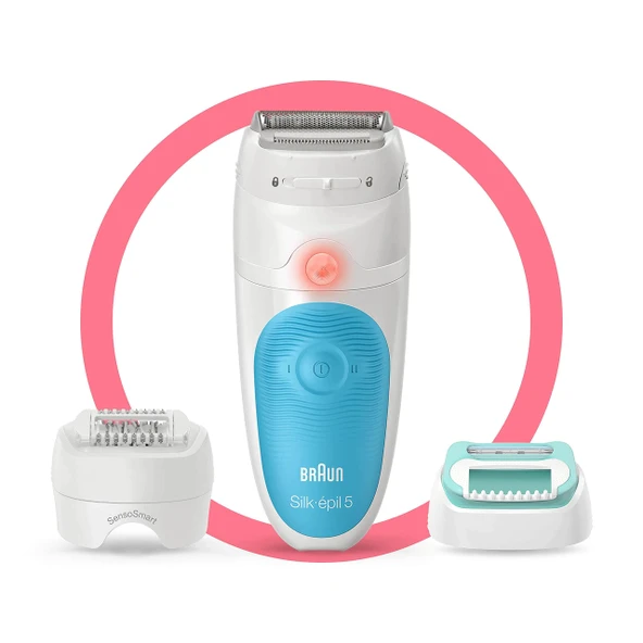 Braun Silk-épil 5-610, epilasyona yeni başlayanlar için hassas epilasyon sağlayan epilatör, beyaz/turkuaz ürün görseli 1