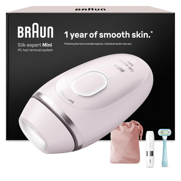 Braun Akıllı IPL Cihazları Silk·expert Mini - Ev için Kalıcı Lazer Epilasyon, Almanya'da Tasarlandı - Dahil. Çanta, Yüz Düzeltici ve Gillette Venus Tıraş Makinesi - PL1112, Pembe ürün görseli 1