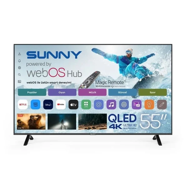 Sunny SN55QUPRL-W02M 4K Ultra HD 55'' 140 Ekran Uydu Alıcılı webOS Smart QLED TV ürün görseli 1