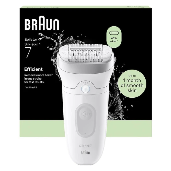 Braun Silk·épil 7, Kolay Epilasyon için Geniş Başlıklı Epilatör, Islak ve Kuru, Uzun Süre Pürüzsüz Deri, 7-000, Gümüş ürün görseli 1