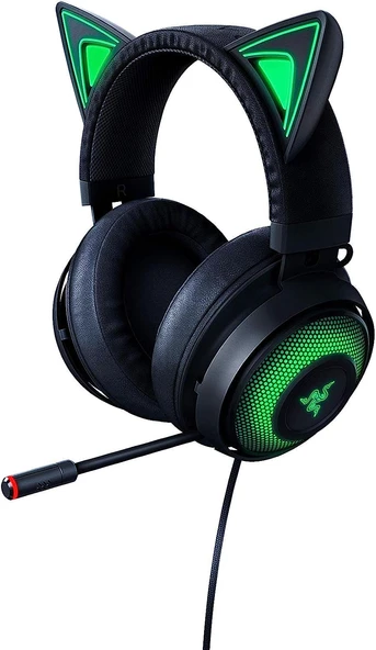 Razer Kraken Kitty - Kablolu Oyuncu Kedi Kulakları Kulaklığı (Ayarlanabilir RGB Renk Aydınlatma, Aktif Gürültü Önleyici Mikrofon, Kulak Üstü Kontroller) Siyah ürün görseli 1