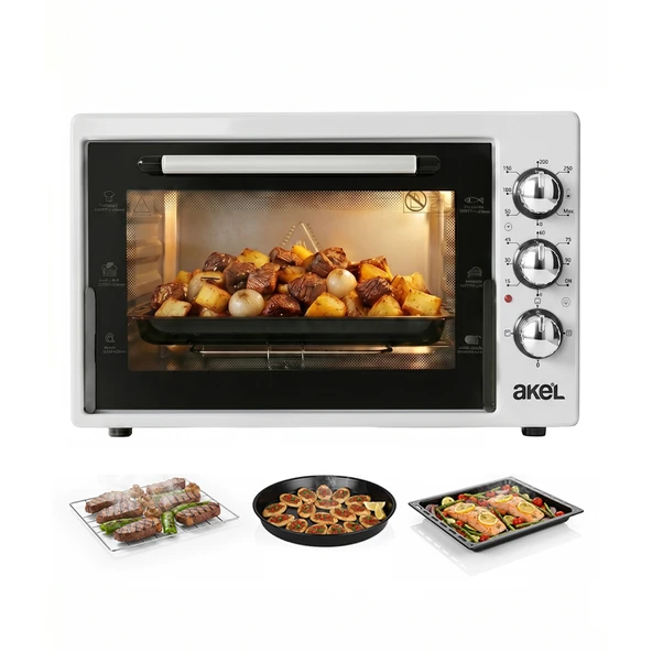 Akel AF340L 34lt Beyaz Mini/Midi Fırın, Aydınlatmalı, Zaman Ayarlı, Izgara & Fırın, 2 Tepsi 1 Tel Izgara ürün görseli 1