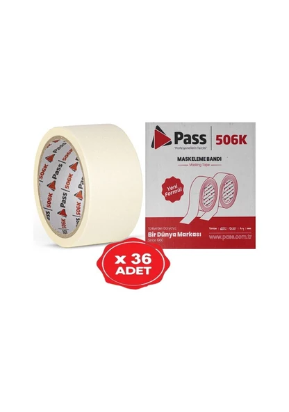 Pass Maskeleme Bandı Kağıt Bant 48 Mm X 25 Metre 36 Adet ürün görseli 1