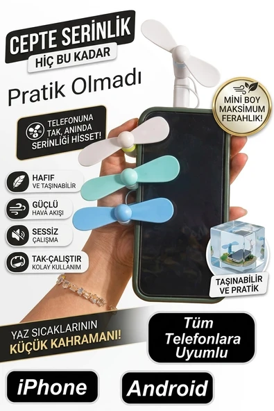 Tüm Telefonlara Uyumlu Cep Vantilatörü Fan Mini Soğutucu Tablet Powerbank İçin Pervane Vantilatör ürün görseli 1