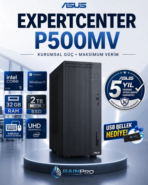 Asus Expertcenter P500MV Intel® Core™ 5 210H 4.8Ghz Aı 32 GB DDR5 2 TB SSD Windows 11 Pro Mini Tower 5 Yıl Yerinde Garanti Masaüstü Bilgisayar C521018512B0DRNP15 ürün görseli 1