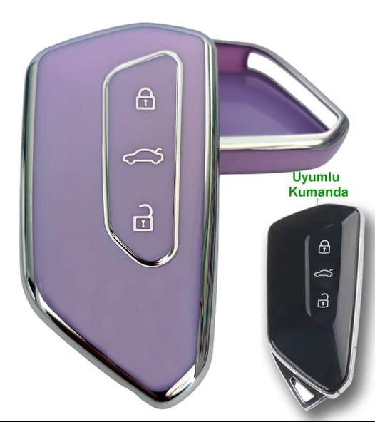 Volkswagen Golf 8 Seat Cupra Skoda Octavia Uyumlu Kumanda Anahtar Kılıfı Oto Anahtarlık Lila ürün görseli 1