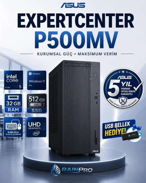 Asus Expertcenter P500MV Intel® Core™ 5 210H 4.8Ghz Aı 32 GB DDR5 512 GB SSD Windows 11 Pro Mini Tower 5 Yıl Yerinde Garanti Masaüstü Bilgisayar C521018512B0DRNP13 ürün görseli 1