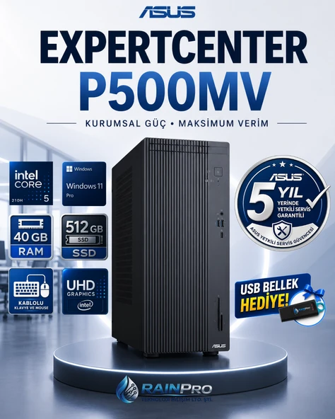 Asus Expertcenter P500MV Intel® Core™ 5 210H 4.8Ghz Aı 40 GB DDR5 512 GB SSD Windows 11 Pro Mini Tower 5 Yıl Yerinde Garanti Masaüstü Bilgisayar C521018512B0DRNP17 ürün görseli 1