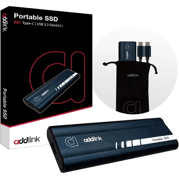 Addlink P21 2TB 2000-1950MB/s USB 3.2 Gen2 Type-C Portable Taşınabilir SSD AD2TBP21B2K ürün görseli 1