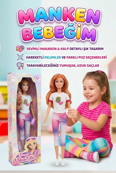 Elonna Urban Life Manken Bebek Seti - 30 cm Hareketli Eklemli Modern Kıyafetli Moda Bebeği ürün görseli 1