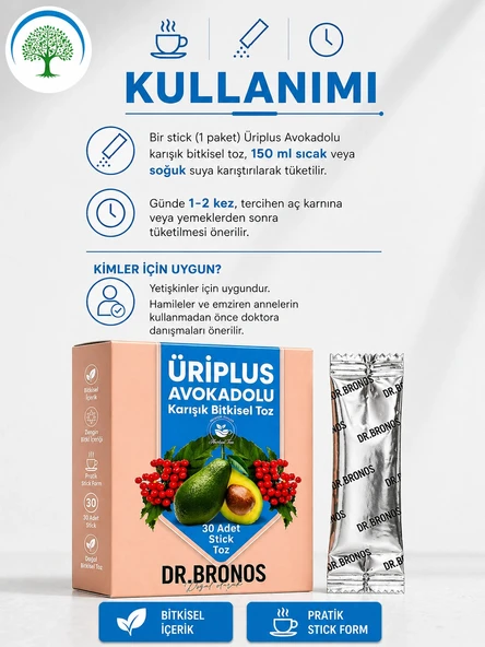 ÇareBurada | Dr. Bronos ÜRİPlus Avokadolu Karışık Bitkisel Toz 30 Stick - Resim 2