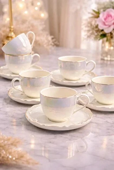 Acar JEA-08359 Pearl Dream 6'lı Porselen Çay Fincan Takımı ürün görseli 1