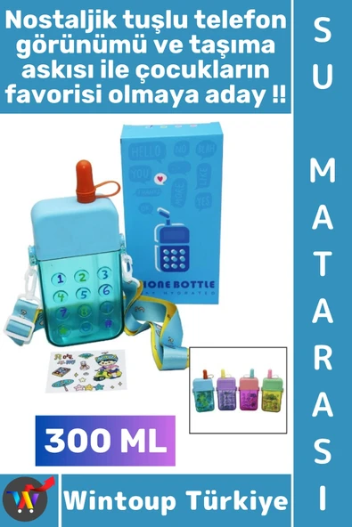 #Suluk Sağlıklı Dayanıklı Mika Gündelik Okul Spor Park Nostaljik Su Matarası İlgi Çekici Tuşlu Telefon Tasarımlı Pipetli ürün görseli 1