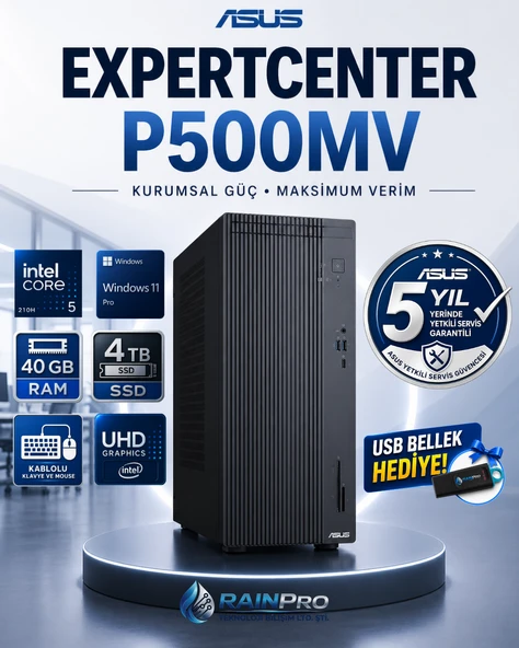Asus Expertcenter P500MV Intel® Core™ 5 210H 4.8Ghz Aı 40 GB DDR5 4 TB SSD Windows 11 Pro Mini Tower 5 Yıl Yerinde Garanti Masaüstü Bilgisayar C521018512B0DRNP20 ürün görseli 1
