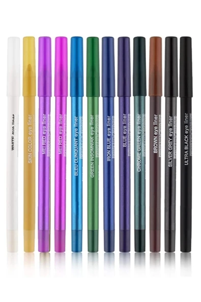 12 Renkli Neon Eyeliner Yağlı Göz Kalemi Seti ürün görseli 1