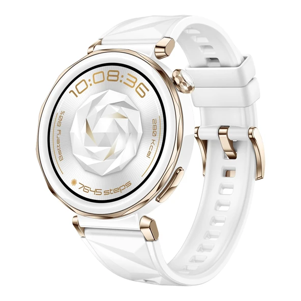 Huawei Watch GT 5 Pro 42 mm akıllı saat, sanatsal tasarım, profesyonel düzeyde spor işlevleri, sağlık takibi, EKG izleme, 7 güne kadar pil ömrü, GPS, iOS ve Android, beyaz ürün görseli 1