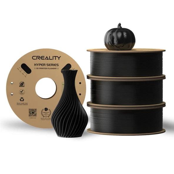 Creality Resmi Hyper PLA Filament Siyah 4KG, Yüksek Hızlı Baskı için 3D Yazıcı Filamenti, Dayanıklı ve Dirençli, Pürüzsüz, Çıkıntı Performansı Boyutsal Doğruluk +/-0,03 mm, 4 Rulo ürün görseli 1