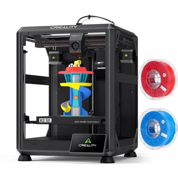 Creality K2 SE 3D yazıcı, 2 rulo Hyper PLA RFID filament (rastgele renk), 500 mm/s yüksek hızlı baskı, 220 × 215 × 245 mm yapım alanı, otomatik tesviye, doğrudan ekstruder, sağlam metal çerçeve ürün görseli 1