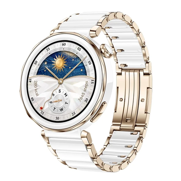 Huawei Watch GT 5 Pro 42 mm akıllı saat, sanatsal tasarım, profesyonel düzeyde spor işlevleri, sağlık takibi, EKG izleme, 7 güne kadar pil ömrü, GPS, iOS ve Android, Seramik Beyaz ürün görseli 1