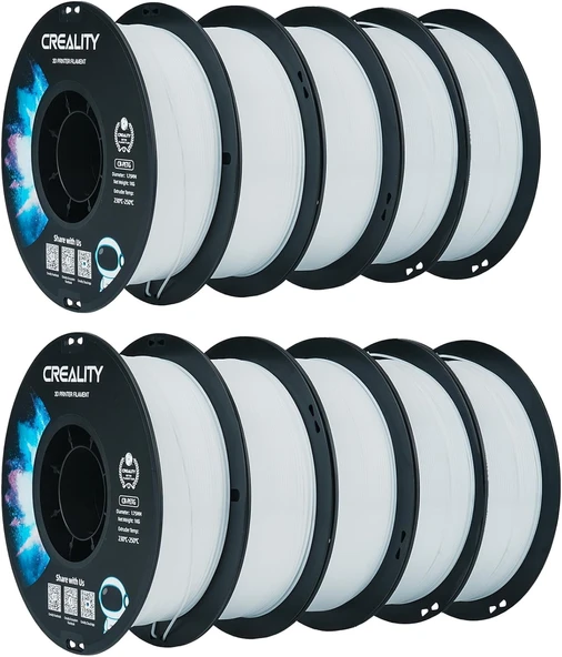 Creality PETG Filament 1,75 mm, 3D Yazıcı Filamenti, CR-PETG, ±0,02 mm Boyutsal Doğruluk, Yüksek Baskı Kararlılığı, Beyaz, 10'lu Paket ürün görseli 1