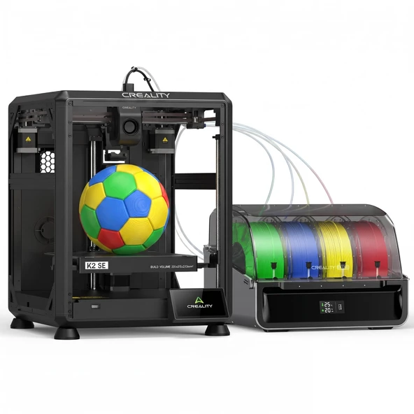 Creality K2 SE Combo 3D Yazıcı - CFS ile Çok Renkli Baskı, 500 mm/s Yüksek Hızlı, Otomatik Tesviye, Doğrudan Ekstruder, Katı Metal Çerçeve 3D Yazıcı, Yapı Hacmi 220×215×245 mm ürün görseli 1