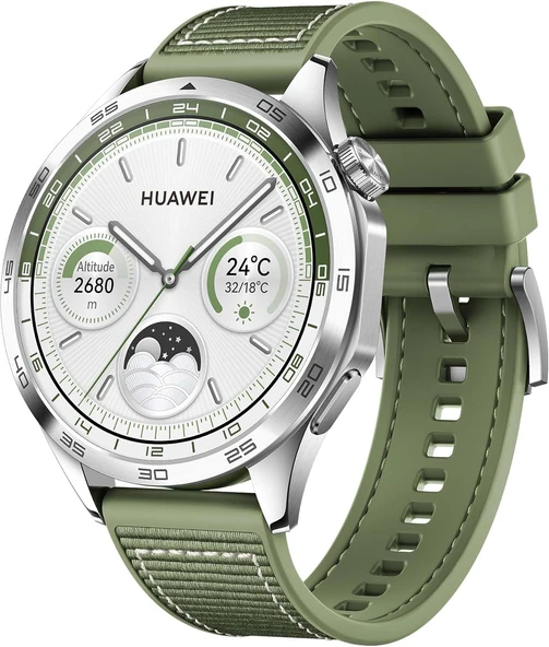 Huawei Watch GT 4 Akıllı Saat, 2 haftaya kadar pil, iOS ve Android™, kalori yönetimi, profesyonel sağlık izleme, SpO2, GPS, +6 ay uzatılmış garanti, 46MM, yeşil ürün görseli 1
