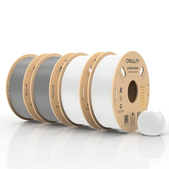 Creality PETG filament, Hyper PETG 1,75 mm 3D yazıcı filamenti, 30-600 mm/s, boyutsal doğruluk +/- 0,02 karton makara (8,8 lbs), çoğu FDM 3D yazıcıya uygun 4 kg beyaz kül ürün görseli 1