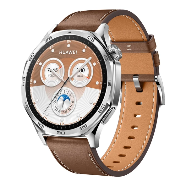 Huawei Watch GT 5 46 mm Akıllı Saat, Keskin Kenar Tasarımı, Yepyeni Koşu ve Bisiklete binme, Sağlık Takibi, 14 Güne Kadar Pil Ömrü, iOS ve Android ile uyumlu, Kahverengi 【Amazon'a Özel】 ürün görseli 1