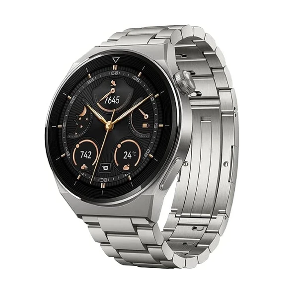 Huawei Watch GT 3 Pro 46 mm akıllı saat, titanyum kasa, safir kristal, dalış modu, uzun pil ömrü, kablosuz şarj, kalp atış hızı ve SpO2 izleme, Bluetooth çağrıları, titanyum kayış ürün görseli 1