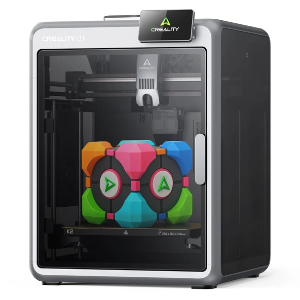 Creality K2 (A) 3D yazıcı, 600 mm/s'ye kadar yüksek hızlı baskı, yazdırma hatası tespiti için AI kamera, akıllı otomatik seviyelendirme, sessiz çalışma 45 dB, 260×260×260 mm yapı hacmi ürün görseli 1