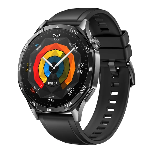 Huawei Watch GT 5 46 mm Akıllı Saat, Sanatsal Tasarım, Gelişmiş Koşu ve Bisiklet İşlevleri, Sağlık İzleme, 14 Güne Kadar Pil Ömrü, iOS ve Android ile Uyumlu, Siyah ürün görseli 1