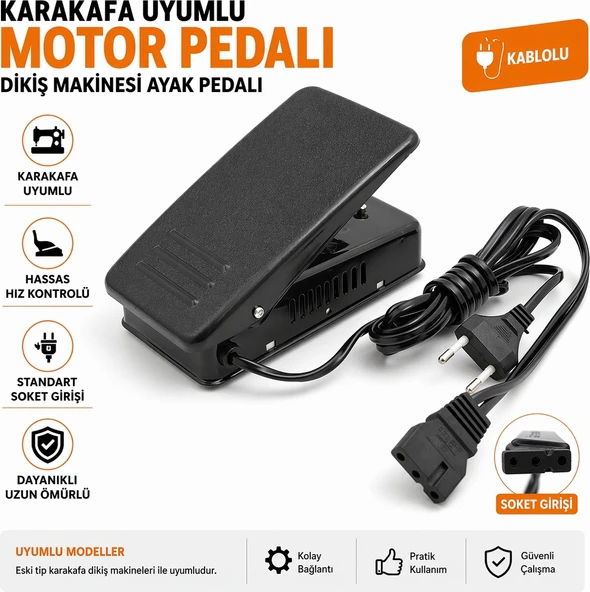 İplixa Iplixa Karakafa Dikiş Makinesi Motor Pedalı Ayak Kumandası Kablolu Eski Tip Uyumlu Dikiş Maki ürün görseli 1