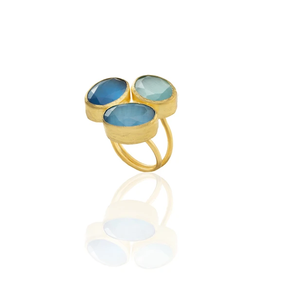 Kadir Jewellery 22 Ayar Altın Kaplama Zirkon Taşlı Ayarlanabilir Renkli Taşlı Yüzük ürün görseli 1