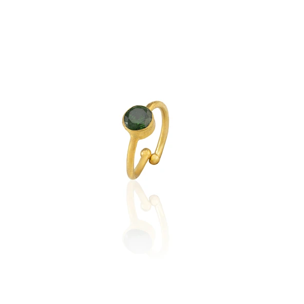 Kadir Jewellery 22 Ayar Altın Kaplama Zirkon Taşlı Ayarlanabilir Kadın Minimal Yüzük ürün görseli 1