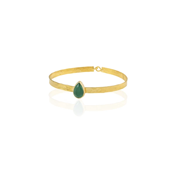 Kadir Jewellery 22 Ayar Altın Kaplama El İşçiliği Zirkon Taşlı Kadın Kelepçe Bilezik ürün görseli 1