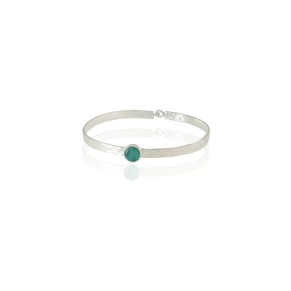Kadir Jewellery 925 Ayar Gümüş Kaplama El İşçiliği Zirkon Taşlı Kadın Kelepçe Bilezik ürün görseli 1