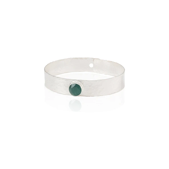 Kadir Jewellery 925 Ayar Gümüş Kaplama El İşçiliği Zirkon Taşlı Kadın Kelepçe Bilezik ürün görseli 1