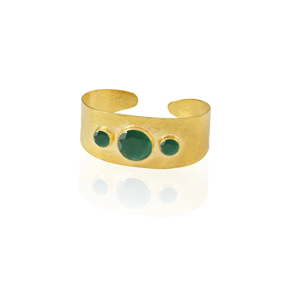 Kadir Jewellery 22 Ayar Altın Kaplama El İşçiliği Zirkon Taşlı Kadın Kelepçe Bilezik ürün görseli 1
