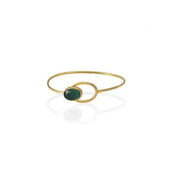 Kadir Jewellery 22 Ayar Altın Kaplama El İşçiliği Zirkon Taşlı Kadın Kelepçe Bilezik ürün görseli 1