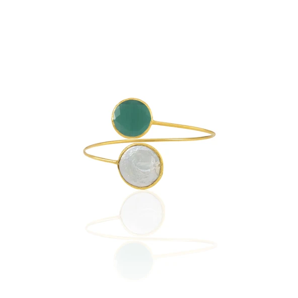Kadir Jewellery 22 Ayar Altın Kaplama Ayarlanabilir İnci Bilezik ürün görseli 1